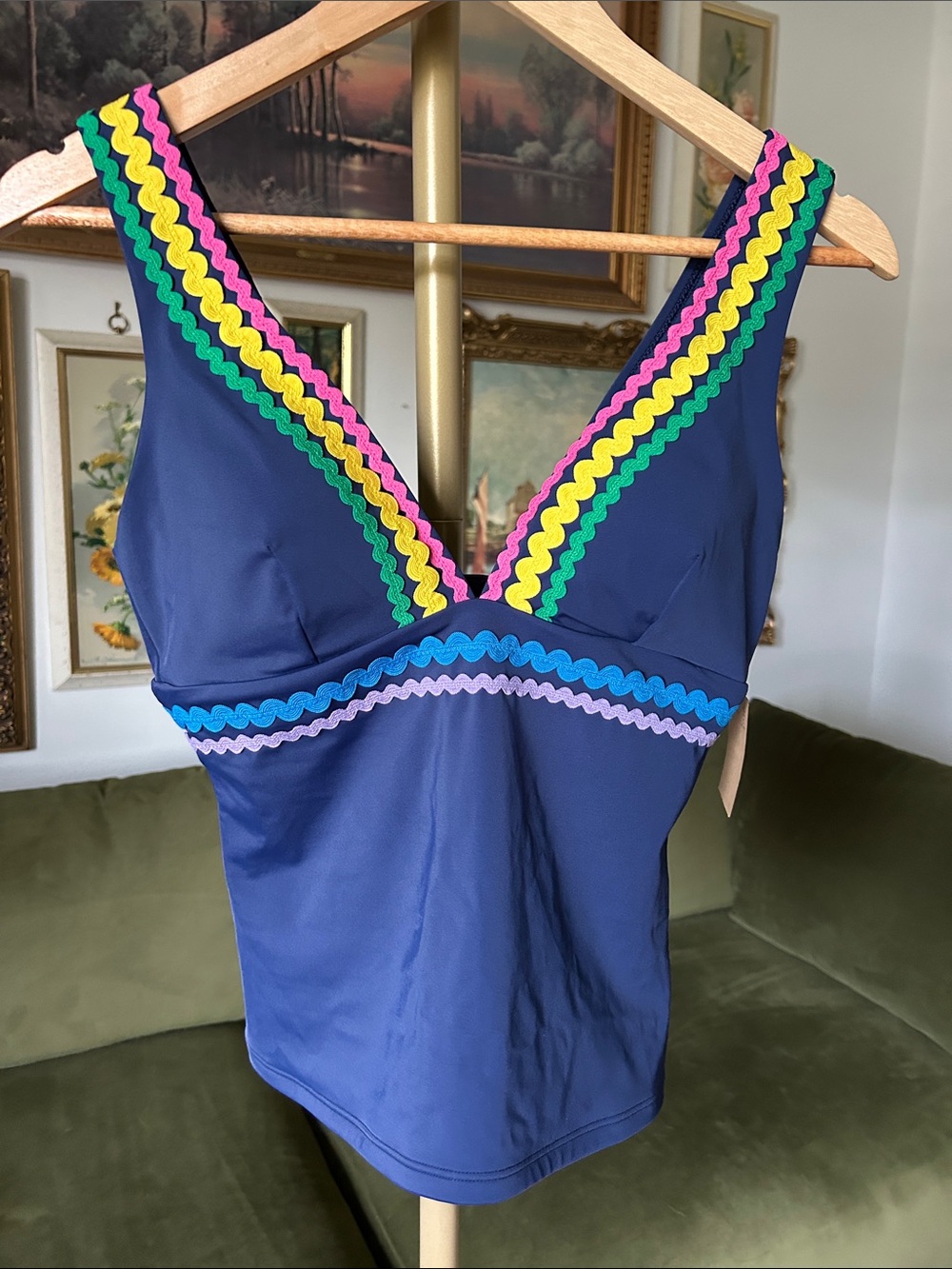 NWT! Women's Boden Porto Ric Rac Tankini Top